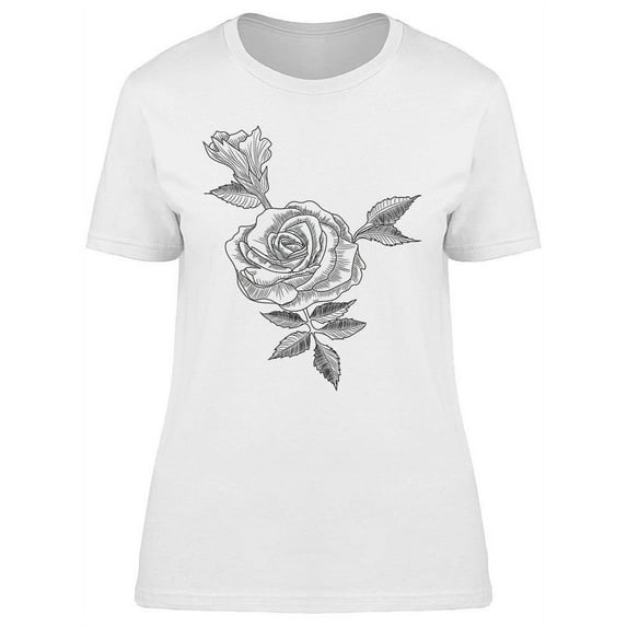 Realistic Black Rose Design T-Shirt Women -Image by Shutterstock, Female 3X-Large