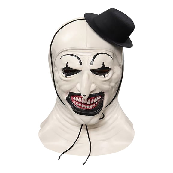 Realistic Black and White Mime Clown Mask, Creepy Toothy Grin Horror Mask for Halloween Cosplay