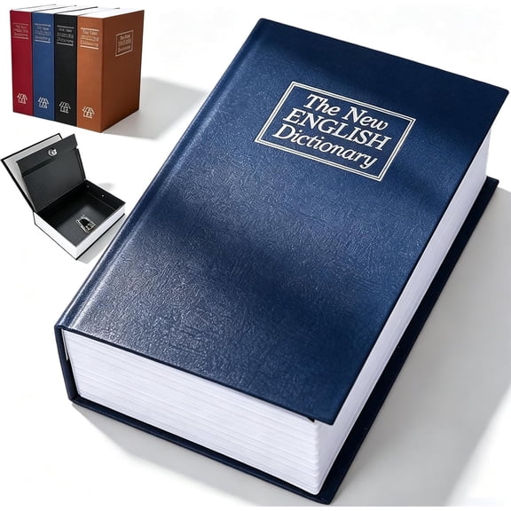 Realistic Book Safe Lock Box with 3 Digit Combination, Metal Diversion Hidden Secret Storage Case for Home Office Cash Jewelry, Blue (k)