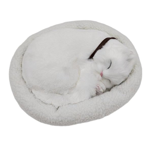Realistic Breathing Cat Plush Toy Soft Stuffed Electronic Pet Home Decor Gray Striped Cats