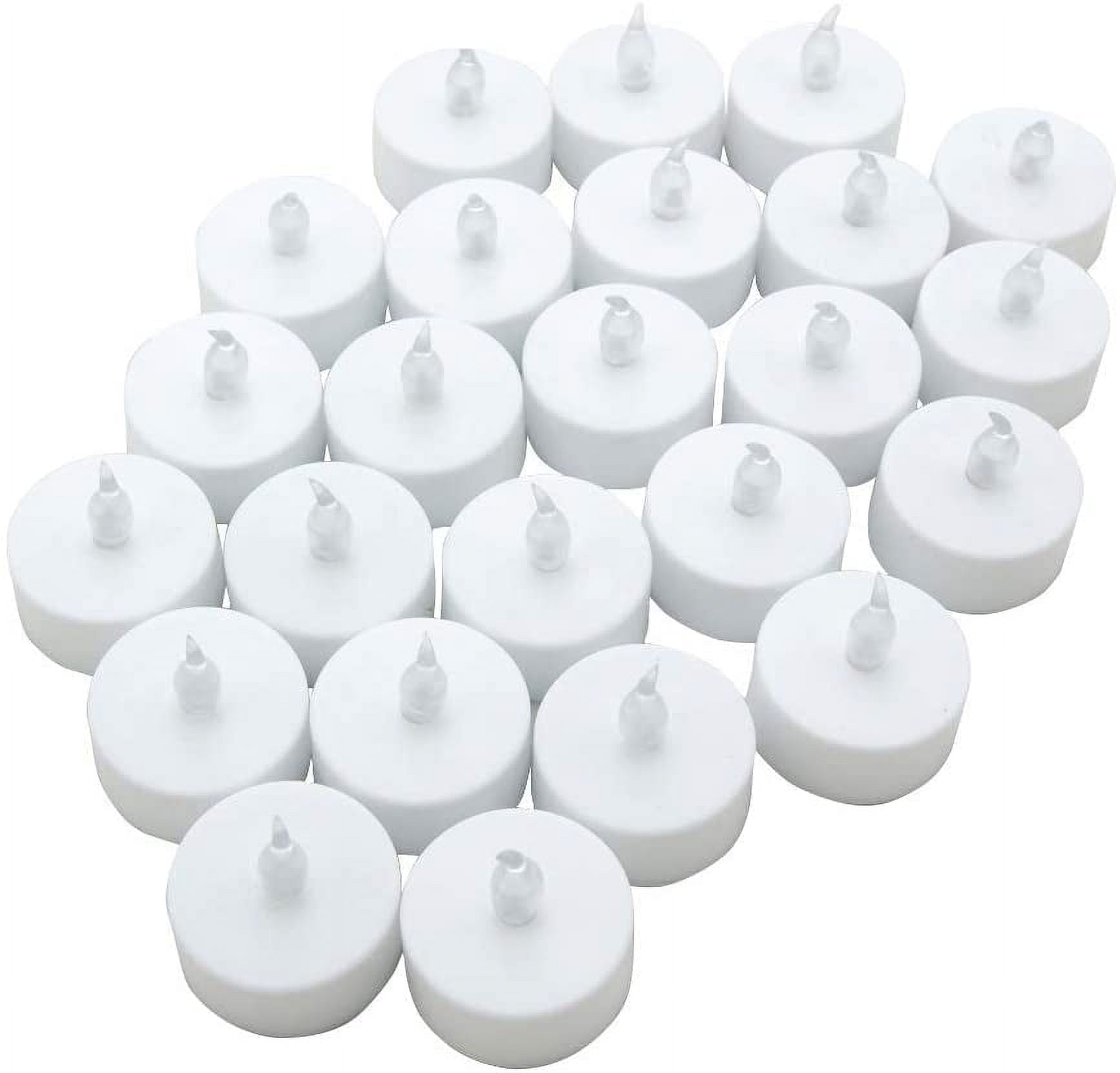 Realistic Bright Flameless LED Tea Light Candles, Bright, Flickering, Battery Powered Fake Candles, Unscented Tea Lights, Pack of 24