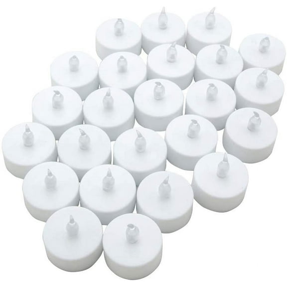 Realistic Bright Flameless LED Tea Light Candles, Bright, Flickering, Battery Powered Fake Candles, Unscented Tea Lights, Pack of 24