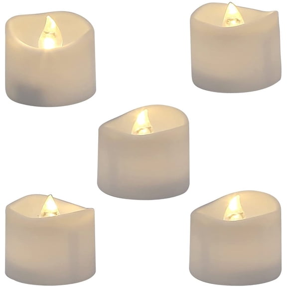 Realistic and Bright Flickering Bulb Battery Operated Flameless LED Tea Light for Seasonal & Festival Celebration, Pack of 12, Electric Fake Candle in Warm White and Wave Open