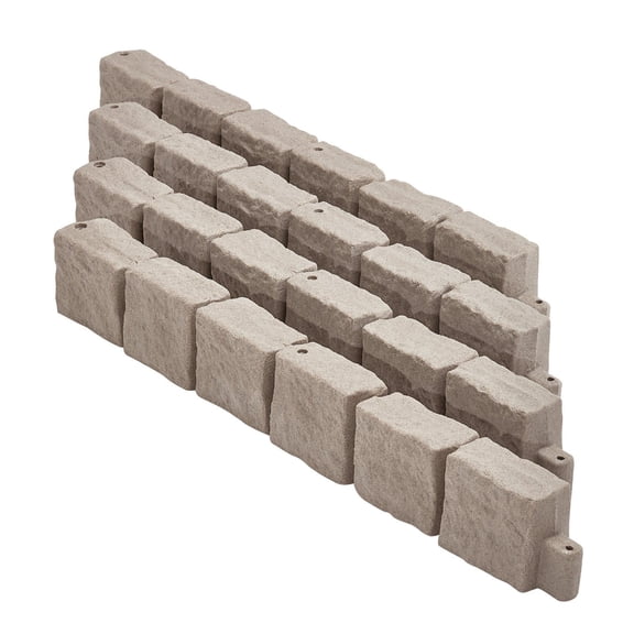 Realistic Brown Brick Shaped Flexible Garden Edge Strip 46.8 x 3.9 Inches with Fixing Pegs Fade Resistant for Driveways Sidewalks Patio Lawn