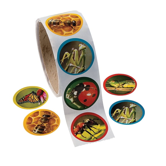 Fun Express Realistic Bug Stickers - Creepy Crawly Insect Designs for Craft Projects Scrapbooking Stationery & Educational Fun - Perfect for DIY Crafts School Activities & Party Favors - 1 Piece
