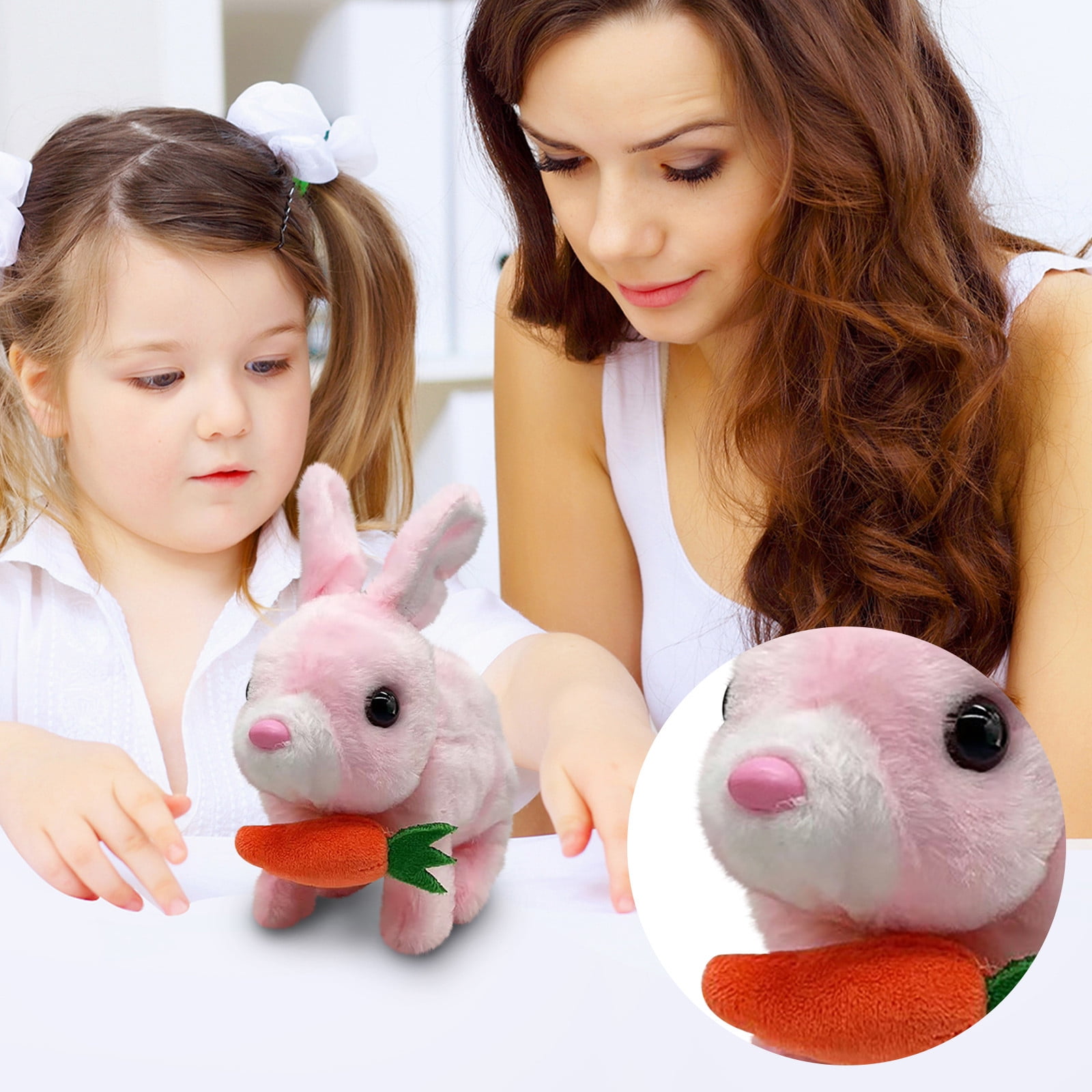 Realistic Bunny Stuffy, Adorable Plush Bunny Rabbit Toy with Carrot ...