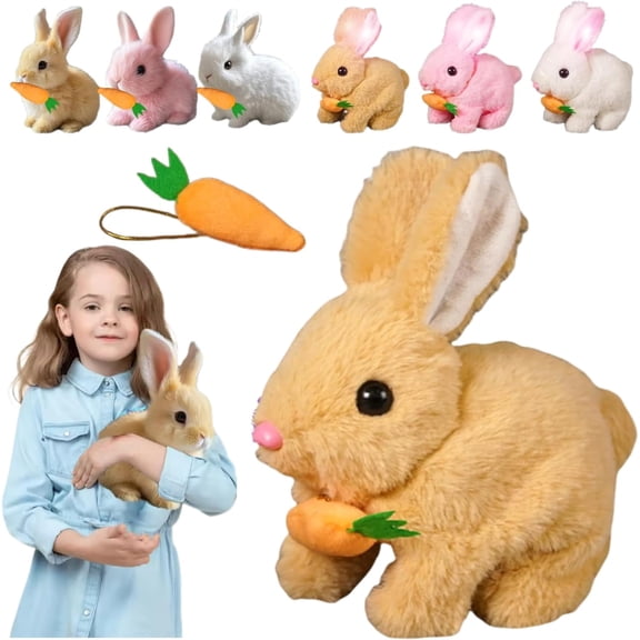 My Realistic Bunny Toy,Hopping Rabbit with LED Ears,Interactive Bunny Toys Realistic Bunny Jumping,Twitching,and Shaking Ears,Easter Realistic Vitality Bliss Bunny Plush Toy (Yellow)