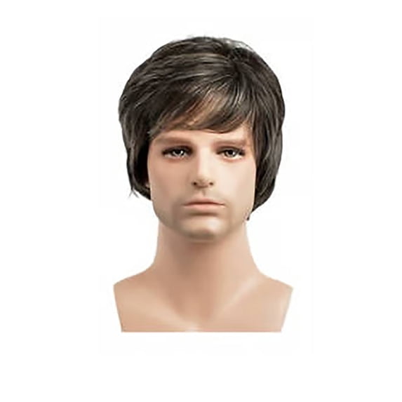 Realistic Business Wig for Men Medium Length Natural Full Hair Replacement