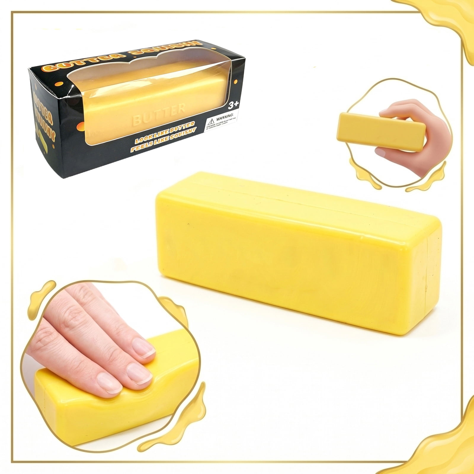 Realistic Butter Squishy, Slow Rebound Cute Butter Squeeze Stress Balls for Adult Office Anxiety Relief (1 Pc)
