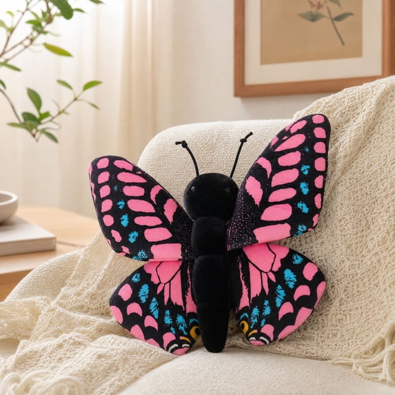 Realistic Butterfly Stuffed Plushie - Soft Cute Insect Kawaii Room Decor Gift(Pink)