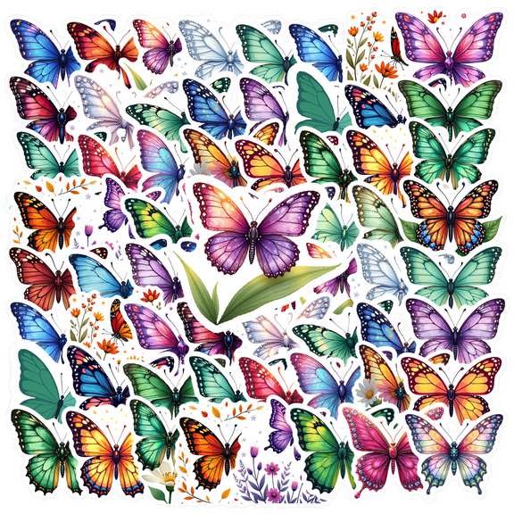 Realistic Butterfly Theme Stickers, Waterproof Butterfly Theme Sticker for Water Bottle Laptop Phone Cases Planner Skateboard Luggage Helmet Party Favor Decor, Ideal for Adults Teens Teacher Rewards