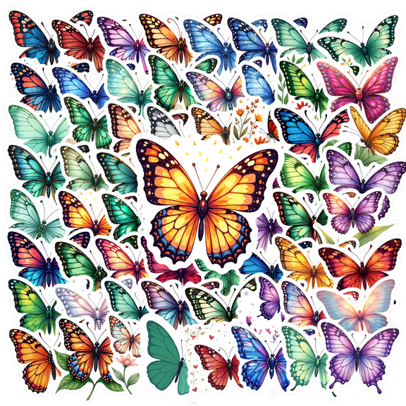 Realistic Butterfly Theme Stickers, Waterproof Butterfly Theme Sticker for Water Bottle Laptop Phone Cases Planner Skateboard Luggage Helmet Party Favor Decor, Ideal for Adults Teens Teacher Rewards