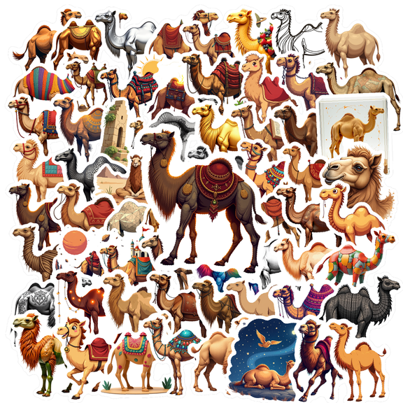 Realistic Camel Theme Stickers, Waterproof Camel Theme Sticker for Water Bottle Laptop Phone Cases Planner Skateboard Luggage Helmet Party Favor Decor, Ideal for Adults Teens Teacher Rewards