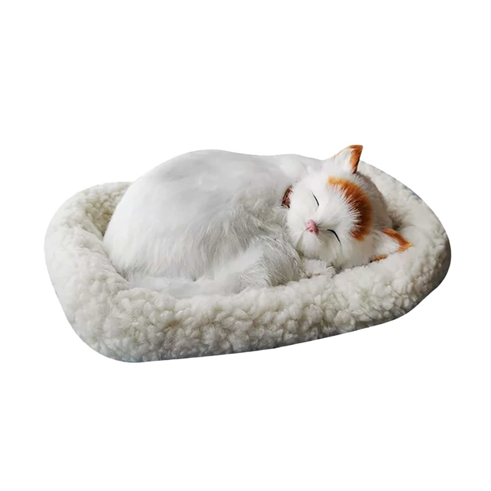 Realistic Cat Breathing Sleeping Cat With Mat Plush Lifelike Pet Toy Stuffed Kitty Animals Decoration For Home