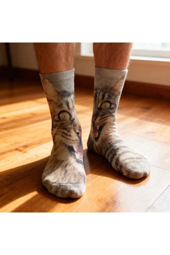 Realistic Cat Face Socks, Cat Socks For Cats, 3D Animal Sock For Kids, Animal Stockings, Novelty Animals Design, Gifts for Women Men, Cat Lover