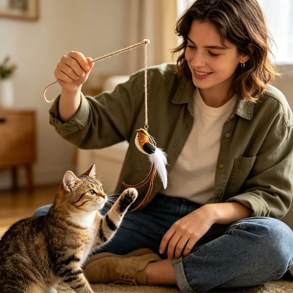 Realistic Cat Toy Refill Head,Little Bird Shape Replacement Tips,Durable Pet Teaser Attachment,Natural Feather Fly Beetle Design,Flexible Moving Wand Accessory for Interactive Play Multicolor C