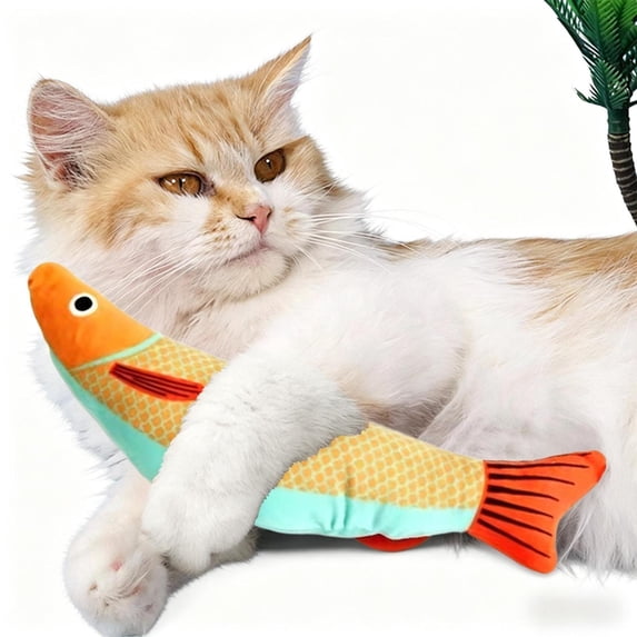 Realistic Catnip Fish Plush Toy for Cats, Soft Chew Teething Stick for Kittens, Durable Boredom Relief & Interactive Play Toy, Yellow