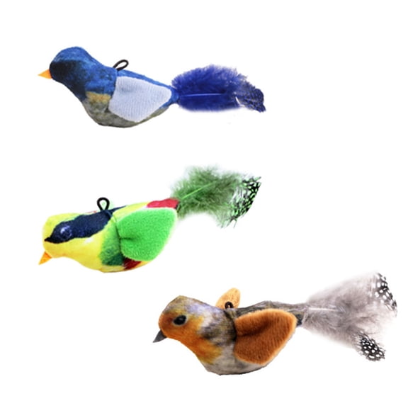 Realistic Cats Teaser Toy Interactive Game Entertainment Chirping Bird Doll
