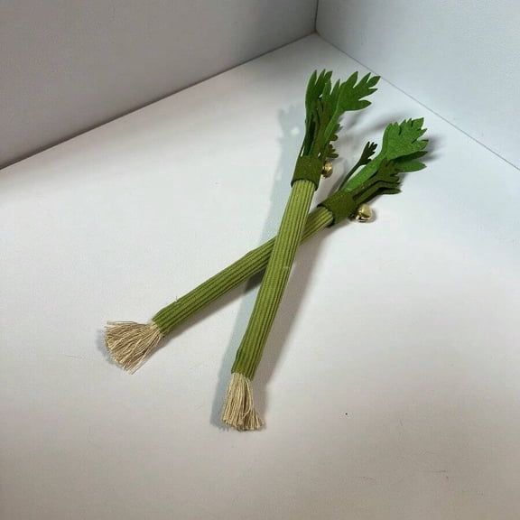 Realistic Celery Cat Toy With Bell - Interactive Chew Toy, Green Vegetable Design, 2 Pack