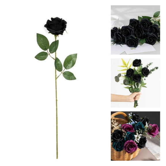 Realistic Champagne Rose Bouquet with Long Stems, Silk Artificial Flowers for Wedding, Home, and Birthday Celebrations