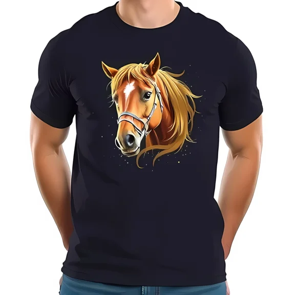 Realistic Chestnut Horse Equestrian Beauty Riding Graphic Unisex T-Shirt, up to size 5XL