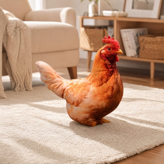 Realistic Chicken Plush Throw Pillow, Funny Simulation Hen Stuffed Animal Doll, Farm Chicken Decorative Pillow, Thanksgiving Gift for Farmhouse Home Decor