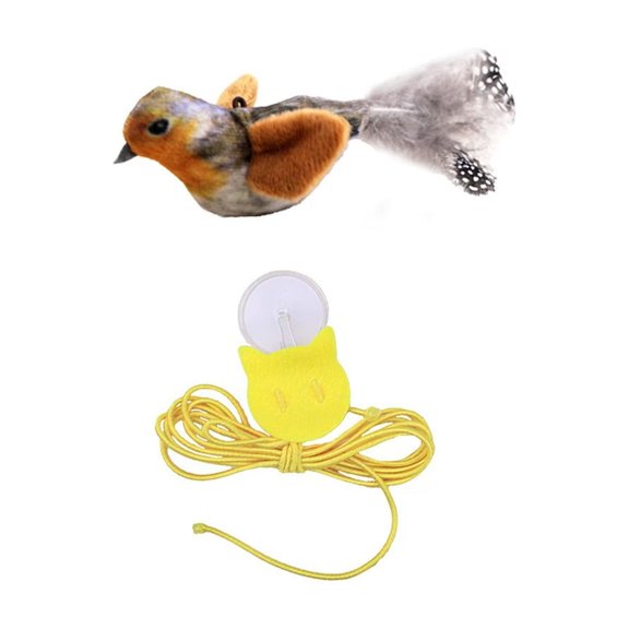Realistic Chirping Sparrow Toy - Interactive Teaser Bird Plaything for Felines, Exercise & Mental