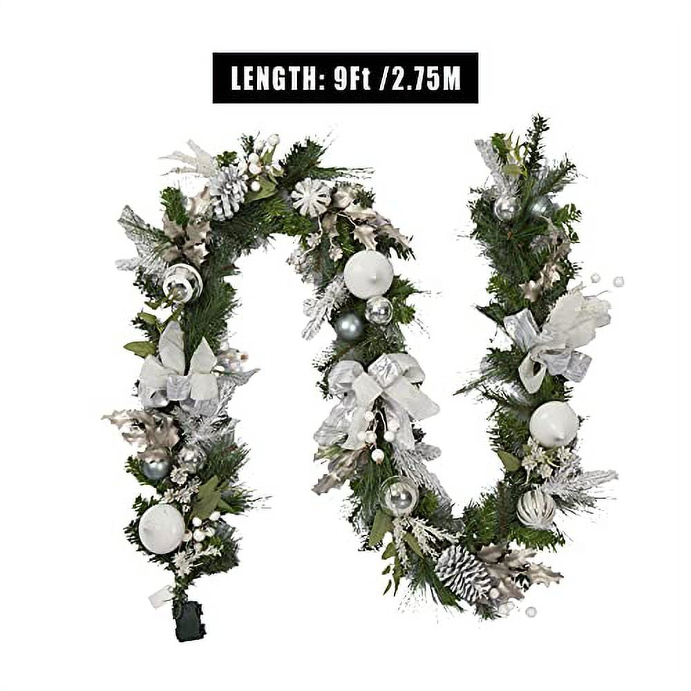 Realistic Christmas Garland with Lights, Fireplace Christmas Garland