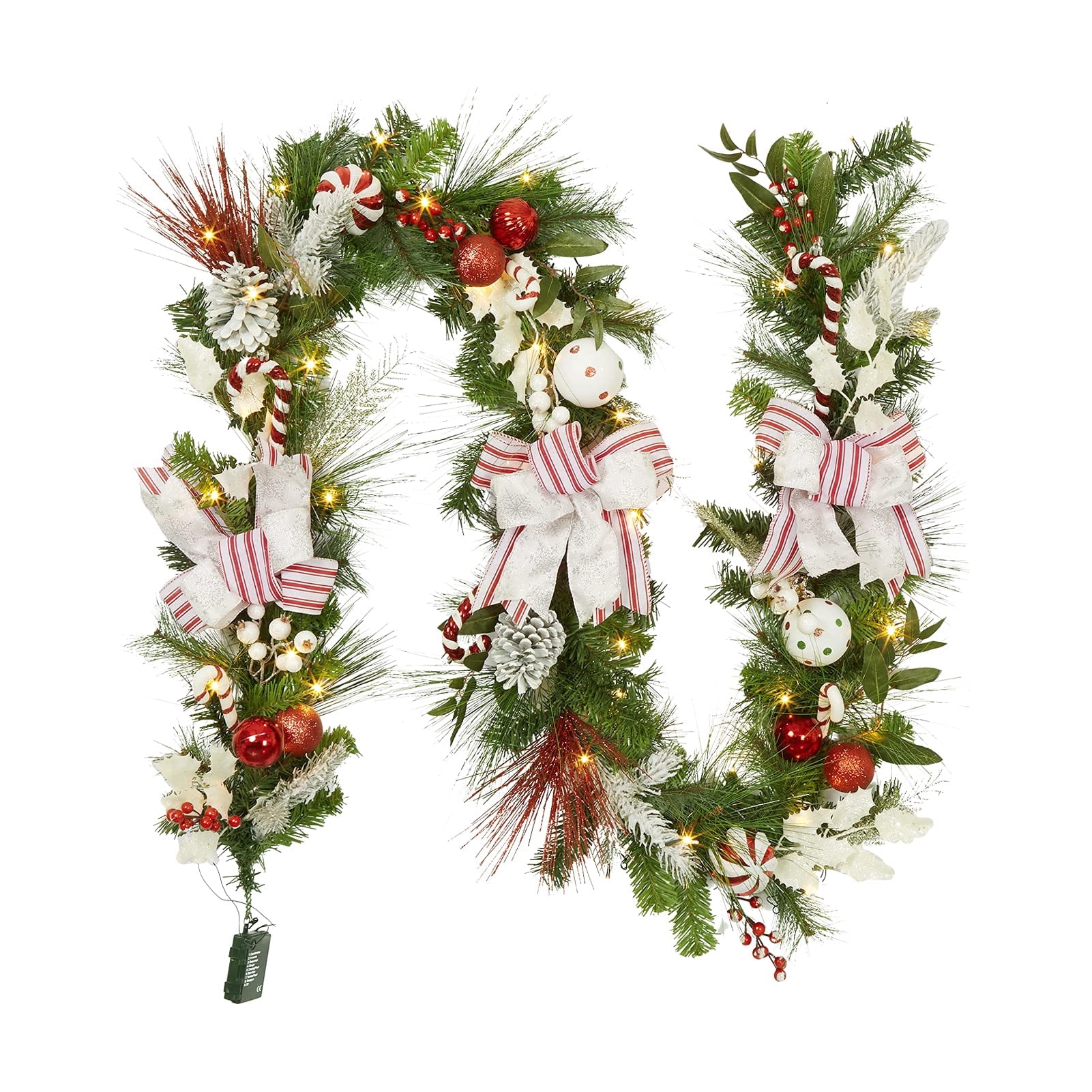 Realistic Christmas Garland with Lights, Fireplace Christmas Garland