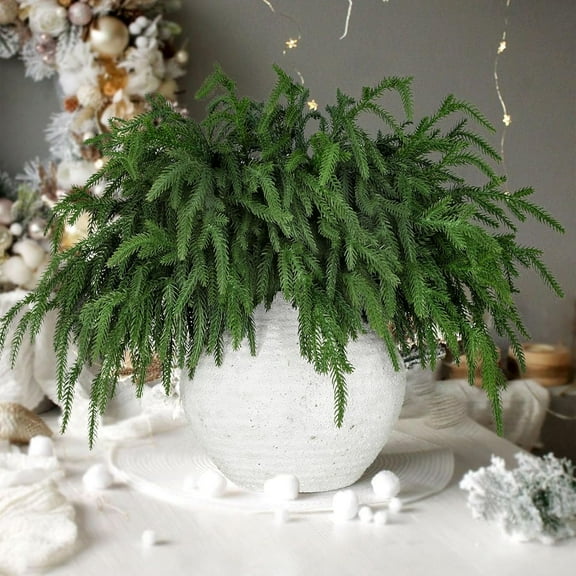 Realistic Christmas Pine Branches Natural Droopy Soft Bendable Artificial Pine Stems Picks Lifelike Greenery Stems for Vases Cedar Wreaths Garland Outdoor Indoor Christmas Decorations