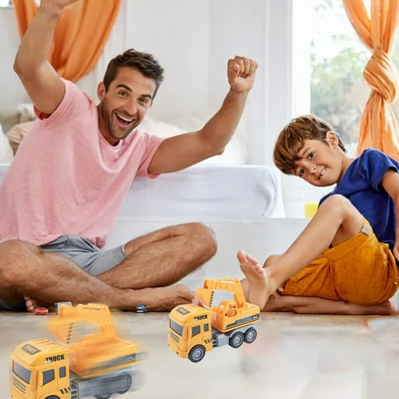 Realistic Construction Vehicle Toy for Kids - Inertia Powered Engineering Truck with Movable Parts,Push and Go Action,No Battery Needed,ABS Plastic,Educational Gift for Boys Ages 3+ (5.5 Inch)