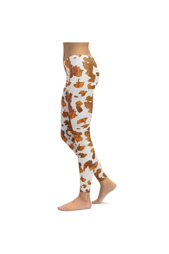 Realistic Cow Print Leggings Size: XS for Women | FIERCEPULSE
