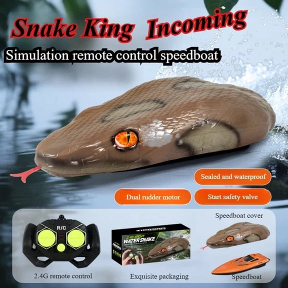 Realistic Crocodile & Python RC Boat - 2.4GHz Waterproof Remote Control Animal Ship, High-Speed Pool Toy Gift for Kids Adults