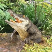 Realistic Crocodile Statue, Resin Alligator Decor for Home Garden, 7.7 in