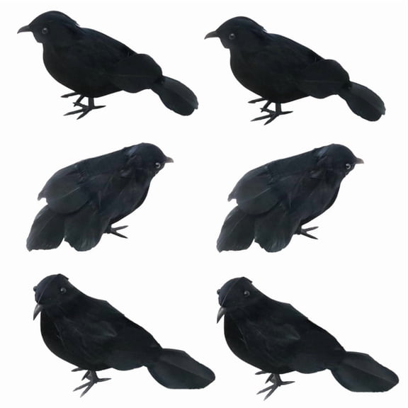 Realistic Crow Decor with Genuine Feathers - Lifelike Raven Animal Model for Halloween Easter Party Display Gothic Home Decoration Props