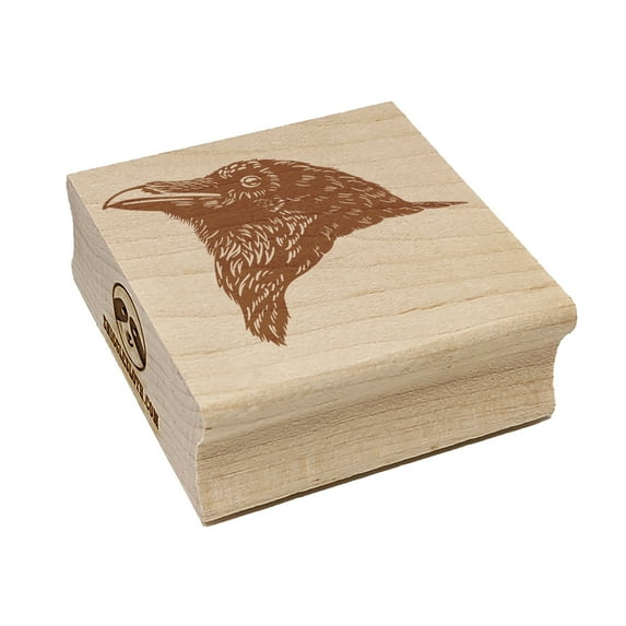 Realistic Crow Head Square Rubber Stamp Stamping Scrapbooking Crafting - Medium 1.75in