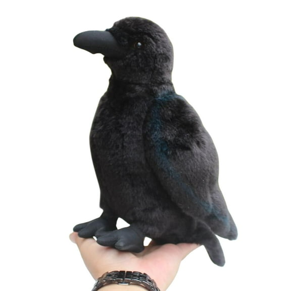 Realistic Crow Plush, Cute Black Raven Stuffed Animal Plush Pillow Toys, Soft Little Bird Raven Stuffed Toys Doll for Birthday Kids Gifts Home Decor 9.84''