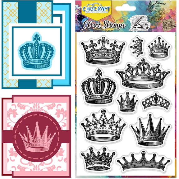 Realistic Crown Print Pattern Clear Stamps Transparent Embossing Silicone Stamp Seal