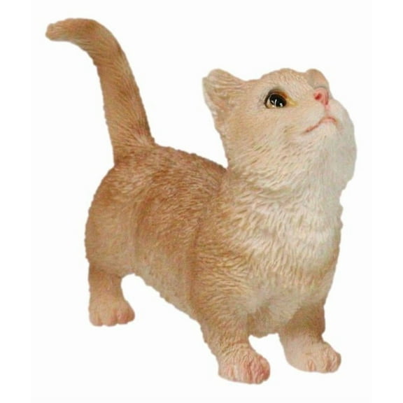 Realistic Curious Feline Orange Tabby Munchkin Cat Kitten Mini Figurine