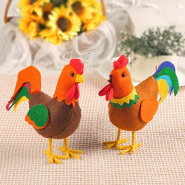 Realistic Cute Chicken Doll Thanksgiving Tabletop Decoration Exquisite Handmade Turkey Doll Kit for Autumn Fall Thanksgiving Home Decor