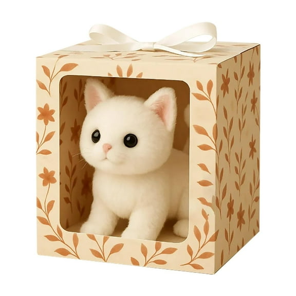 Realistic Cute cat Plush Toys, pet Animal Stuffed Toys, Children's Gifts  Soft And Huggable Cat Toy Adorable Stuffed Animal For Kids And Adults back to schoo lsupplies(White)