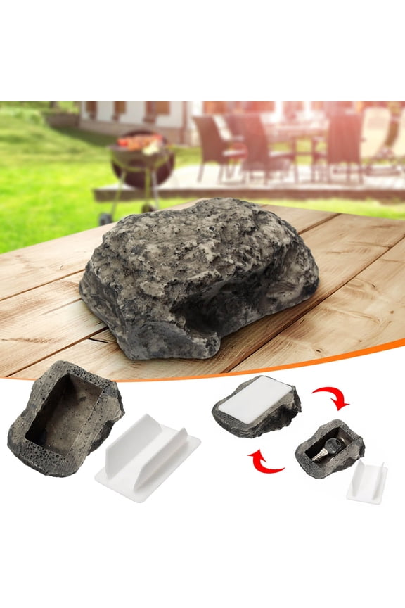 Realistic Decorative Rock Key Hider for Outdoor Garden or Courtyard, Molded Poly-Resin Key Safe, Weatherproof Hidden Key Storage, Holds House and Car Keys