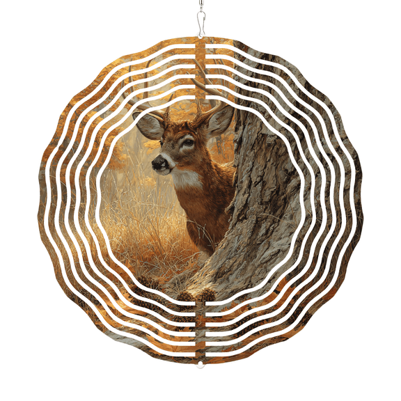 Realistic Deer Wind Spinner for Outdoor Garden Patio Deck Home Decor, Metal Iron Wind Chime 1010 Inch with Rotating Hook, Woodland Wildlife Metal Hanging Ornament, Unique Nature Gift fo