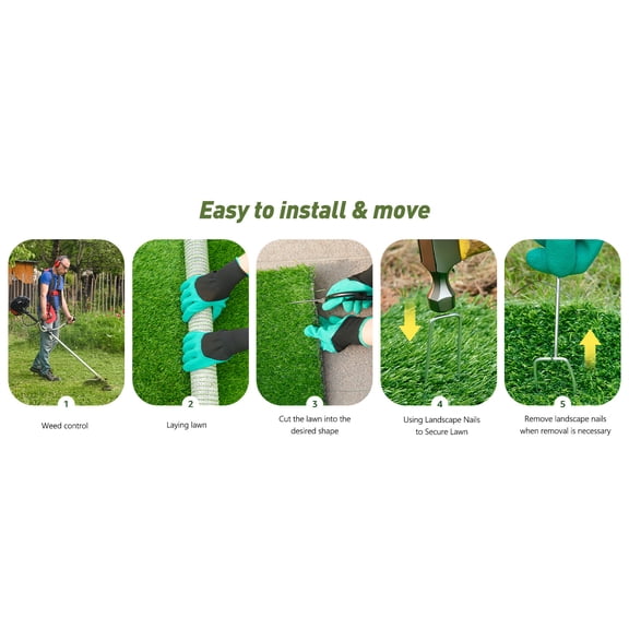 Realistic Deluxe Artificial Grass Synthetic Thick Lawn Turf Carpet (3 FT x5 FT (15 Square FT))