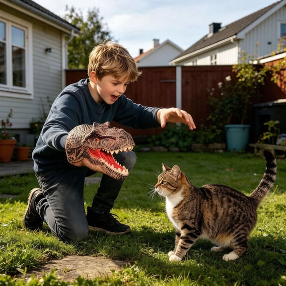 Realistic Dinosaur Hand Puppet, Soft Rubber Puppet With Movable Mouth, Novelty Interactive Role Play Toy For Halloween Party Indoor Outdoor Imaginative Game(Red-7.48")