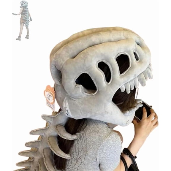 Realistic Dinosaur Skeleton Costume Set, Halloween Dinosaur-Themed Outfit with Skull Headpiece and Spine Attachment,Perfect Holiday Gift - Christmas Gift Birthday Gift