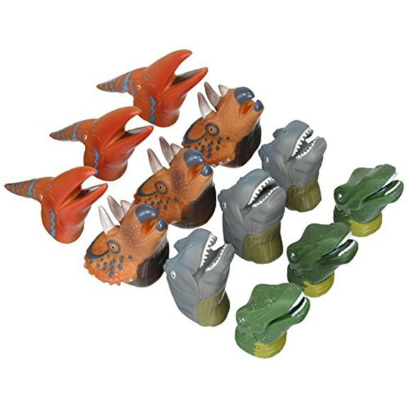 Rhode Island Novelty Realistic Deluxe Toy Dinosaur Finger Puppets - One Dozen