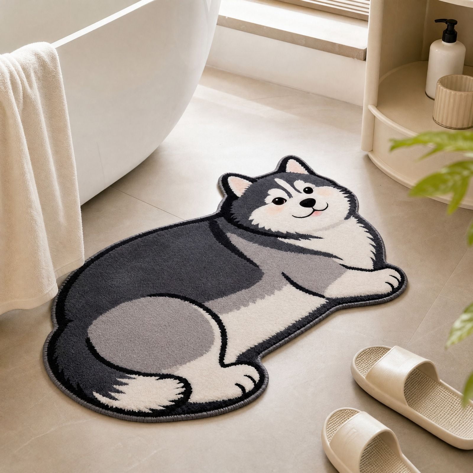 Realistic Dog Shaped Bath Mat & Floor Rug,Ultra Soft Absorbent Plush ...
