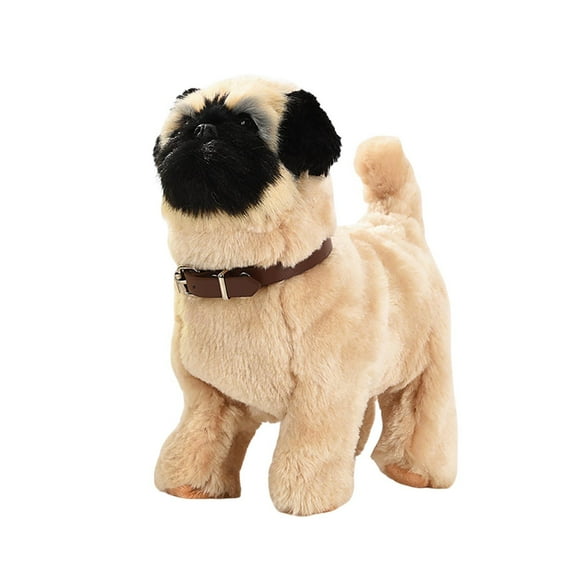 Realistic Dog Toy (8.7in) - Lifelike Stuffed Dog with Yellow Collar, Cute Animal Doll for Kids, Home Decor & Gift for Dog Lovers