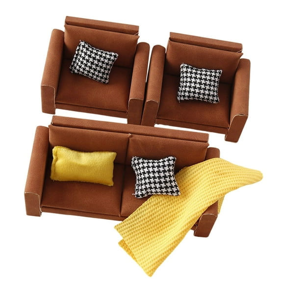 Realistic Dollhouses Furniture Loveseat Sofa 1/12 Scale Wooden Couch Craft